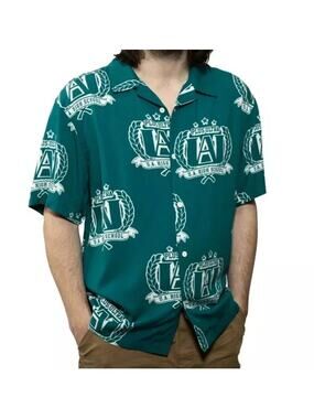 My Hero Academia Plus Ultra Short Sleeve Woven Resort Shirt Large (42-44) Blue